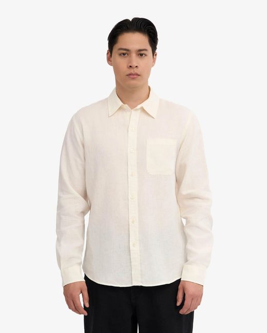 COLORFUL STANDARD White Long Sleeve Linen Shirt for men