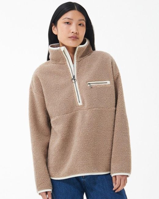 Barbour Mersea Half zip Fleece in Natural Lyst Australia