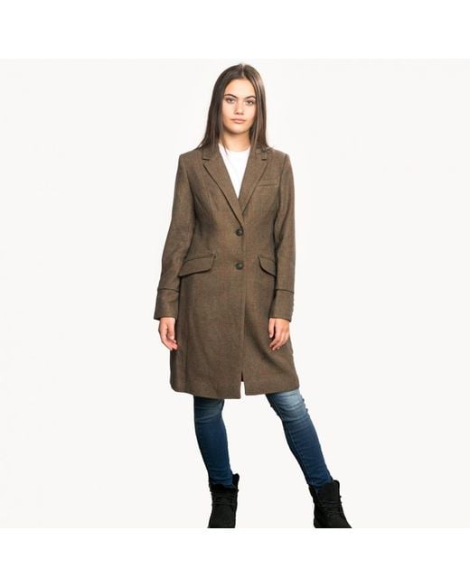 Joules Green Langley Longline Coat With Fur Trim A/w