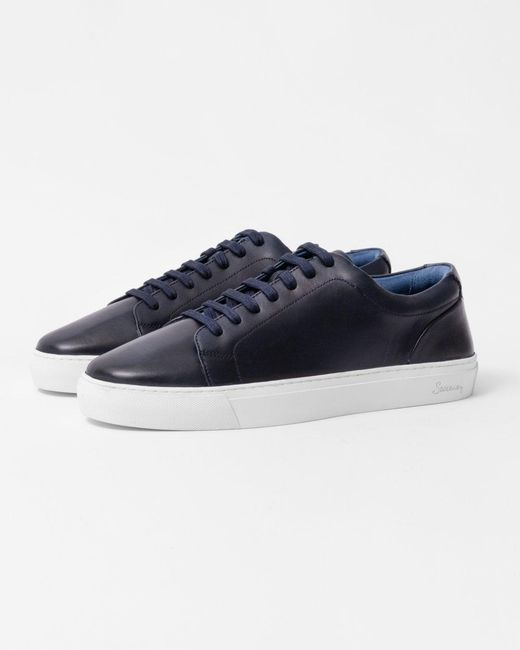 Oliver Sweeney Blue Hayle Antiqued Calf Leather Trainers for men