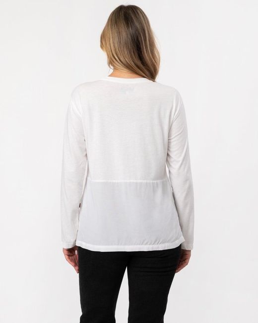 Woolrich White Fluid Jersey Ls Tee