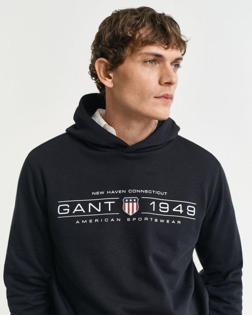 Gant Blue Pullover Graphic Hoodie for men