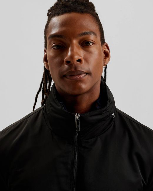 Ted Baker Black Basham Nylon Sateen Hooded Jacket for men
