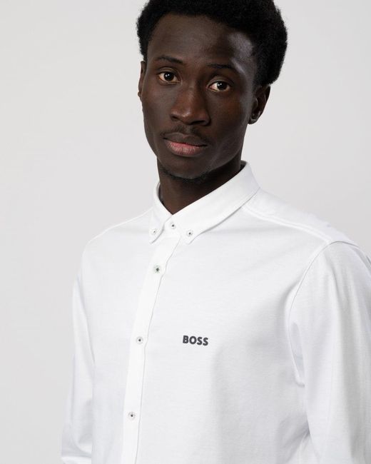 Boss White Motion Long Sleeve Shirt for men