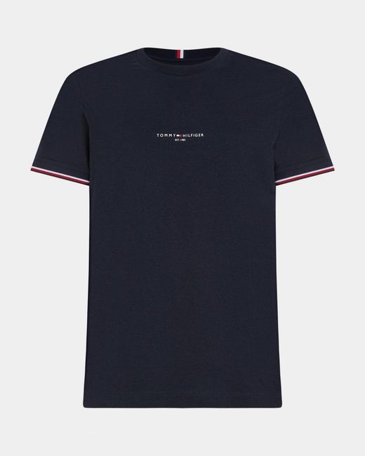 Tommy Hilfiger Blue Tommy Logo Tipped T-Shirt for men