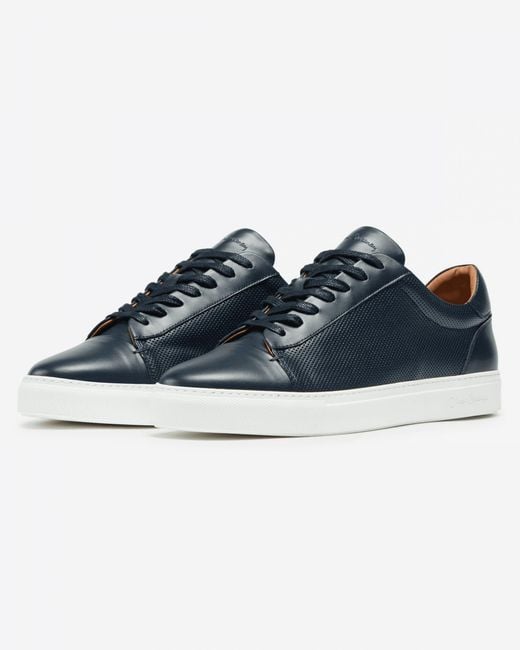 Oliver Sweeney Blue Almada Perforated Leather Trainers for men