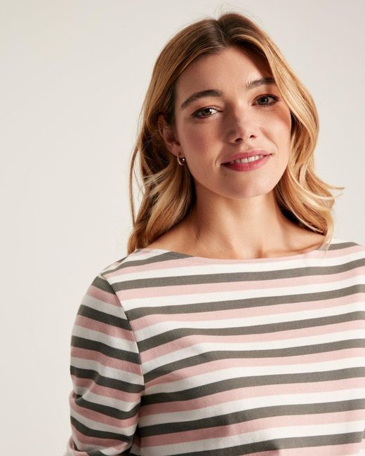 Joules Natural Brancaster Long Sleeved Crew Neck Top