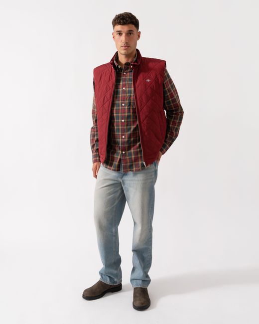 Gant Red Quilted Windcheater Vest for men
