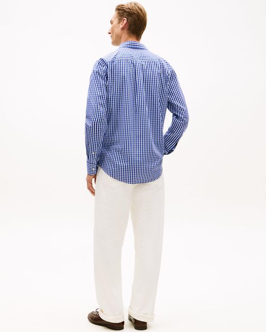 Tommy Hilfiger Blue Flex Poplin Gingham Long Sleeve Shirt for men