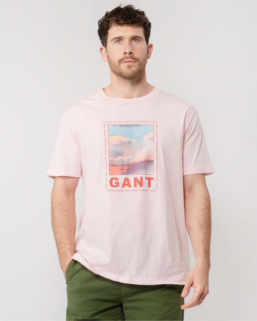 Gant Pink Washed Graphic Short Sleeve for men