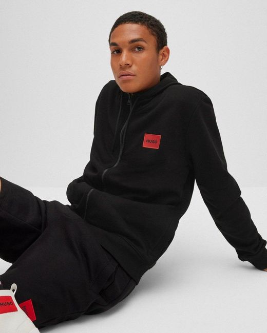 HUGO Black Daple212 Zip Through Hoodie for men