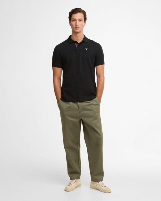 Barbour Black Tartan Pique Polo for men