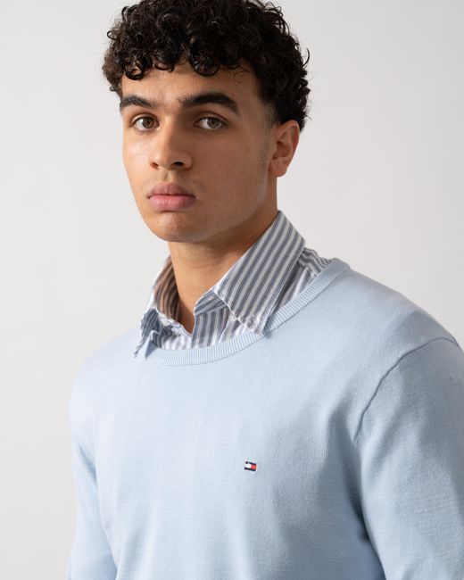 Tommy Hilfiger Blue Essential Cotton Crew Neck Sweatshirt for men