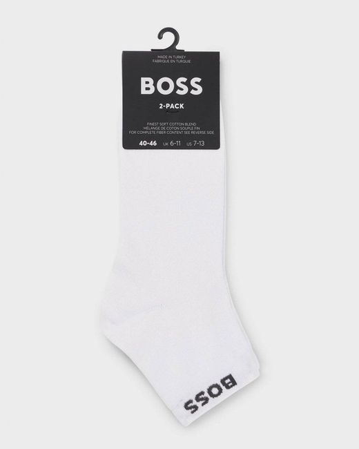 Boss White 2-Pack Short Socks With Logo Cuffs for men