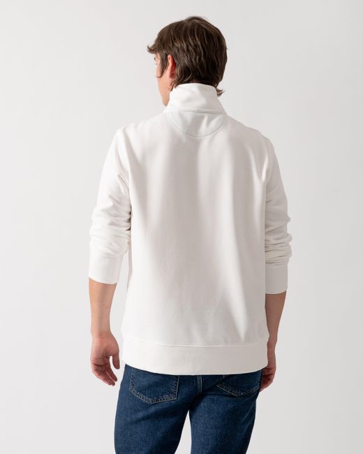 Gant White Regular Fit Shield Logo Half Zip Sweatshirt for men