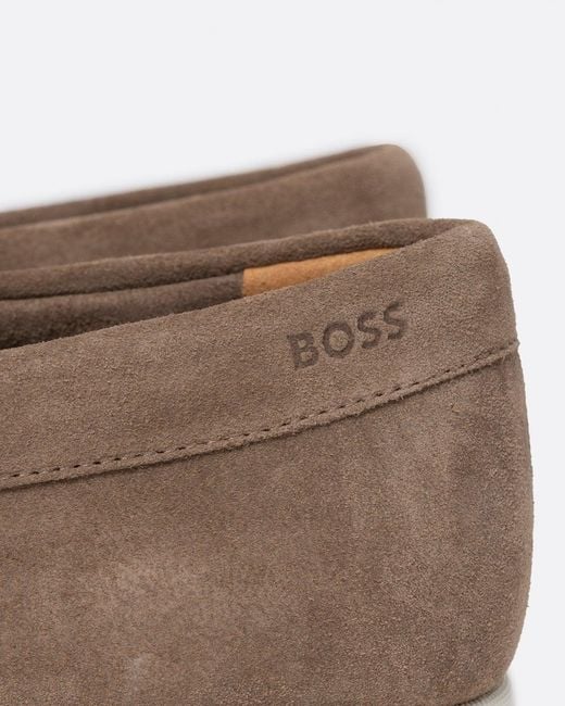 Boss Brown Sienne Men Suede Slip-on Loafers With Tassel Trim for men