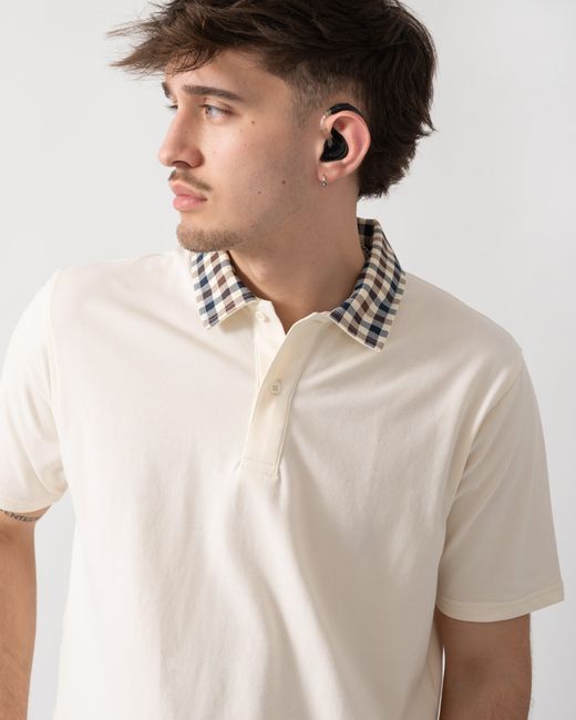 Aquascutum Natural Club Check Collar Polo Shirt for men