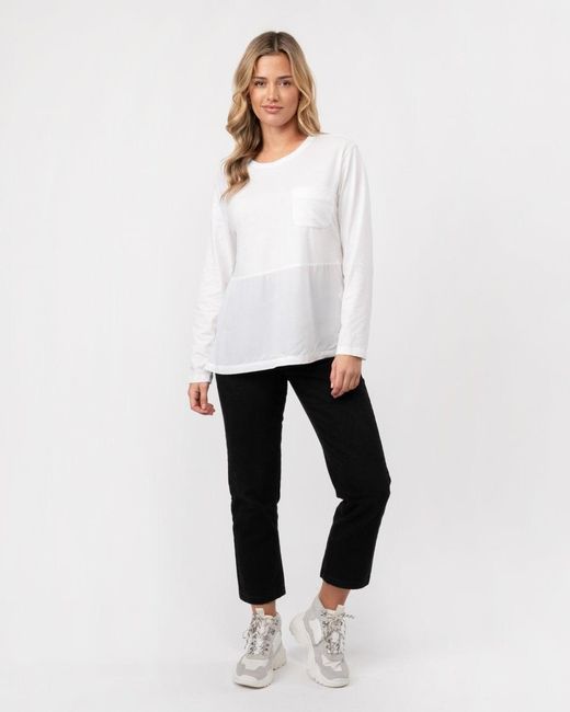 Woolrich White Fluid Jersey Ls Tee