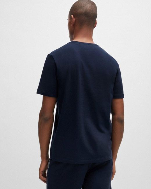 Boss Blue Mix & Match Stretch-Cotton Regular Fit T-Shirt With Logo Detail Nos Size: L for men