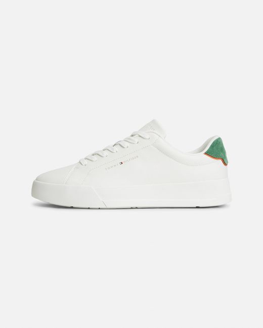 Tommy Hilfiger White Court Leather Detail Trainer for men