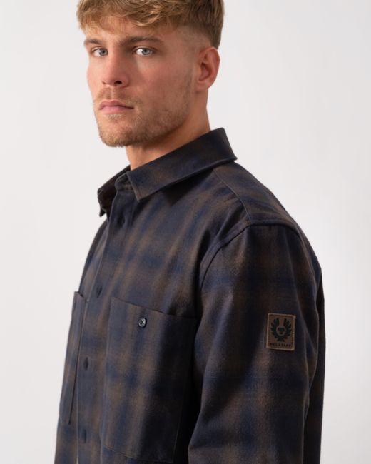 Belstaff Blue Outpost Flannel Shirt for men