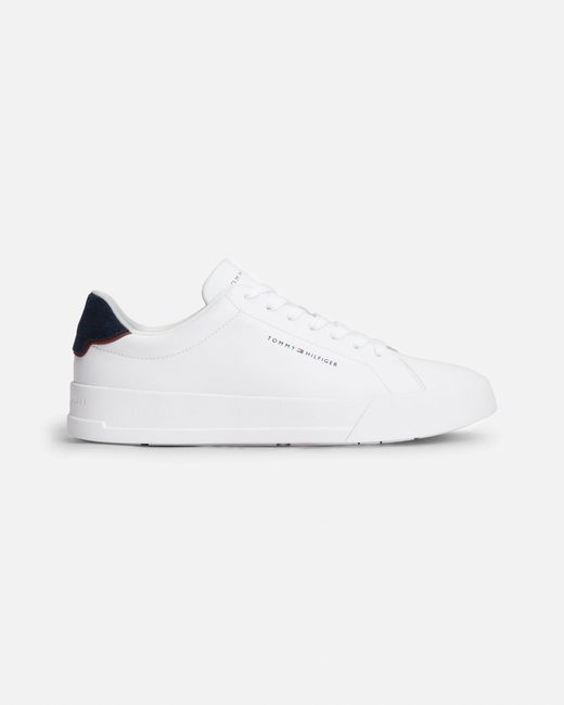 Tommy Hilfiger White Court Leather Detailed Trainer for men