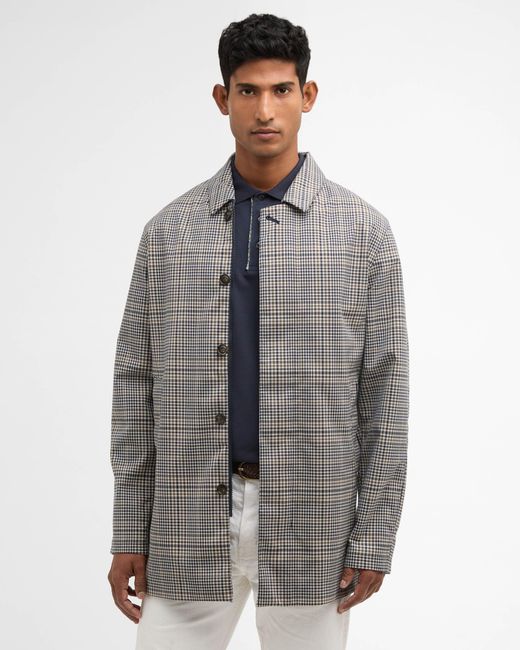 Barbour Gray Check Rokig Waterproof Mac for men