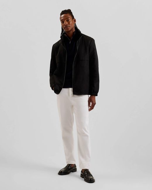Ted Baker Black Basham Nylon Sateen Hooded Jacket for men
