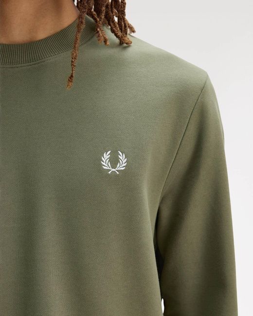 Fred Perry Green Crew Neck Sweatshirt for men