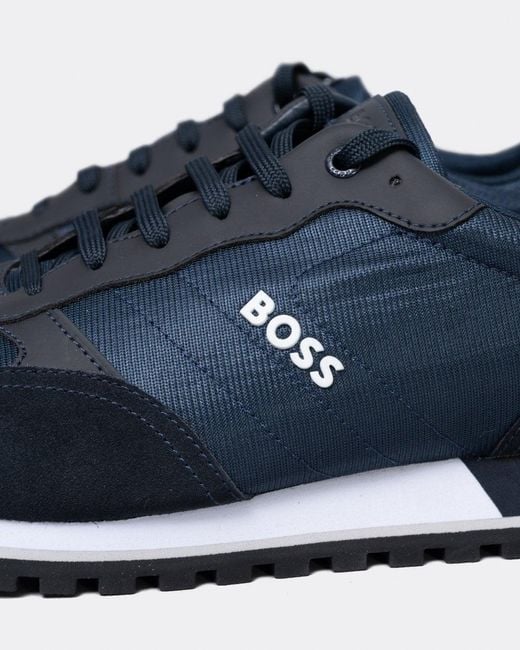 Boss Blue Parkour L Running Style Trainers In Mixed Materials With Logo Details Nos for men