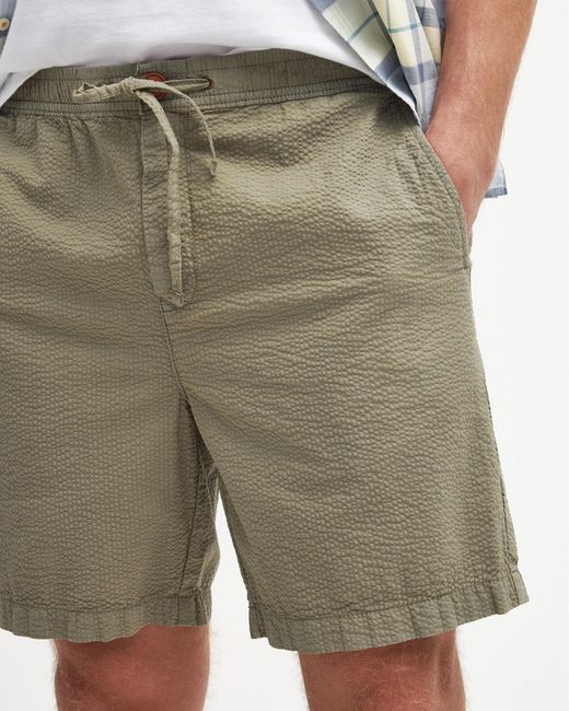 Barbour Green Melbury Seersucker Shorts for men