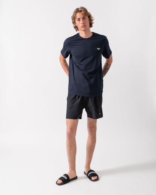Emporio Armani Blue Beach T-Shirt With Eagle Logo for men