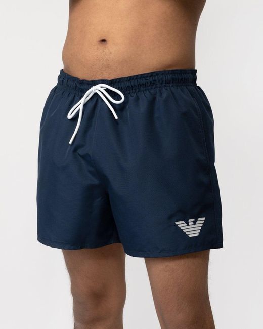 Emporio Armani Blue Eagle Logo Woven Swim Shorts for men
