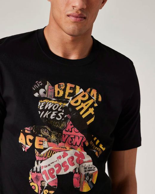 Paul Smith Black Ps Regular Fit Bear Collage T-Shirt for men