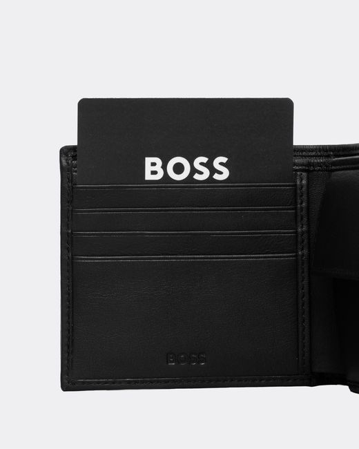 Boss Black Big Bb Embossed Logo Grained Leather Wallet Nos for men