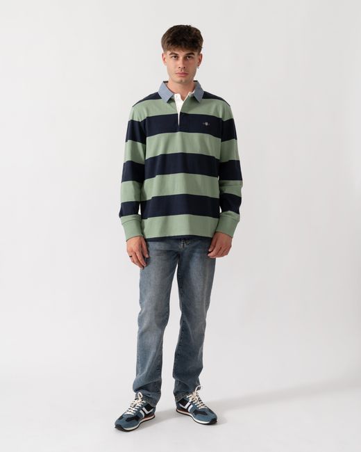 Gant Blue Regular Fit Chambray Stripe Heavy Rugger for men