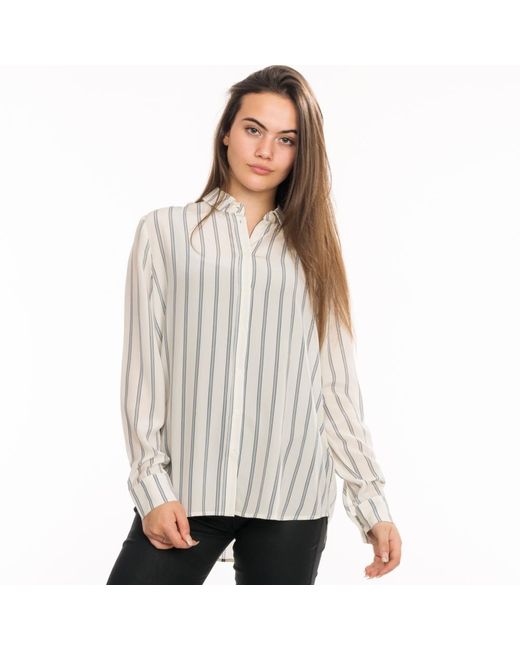 markedsføring Canada Lære udenad Samsøe & Samsøe Silk Maj Shirt, Vertical-stripes Pattern in White - Lyst