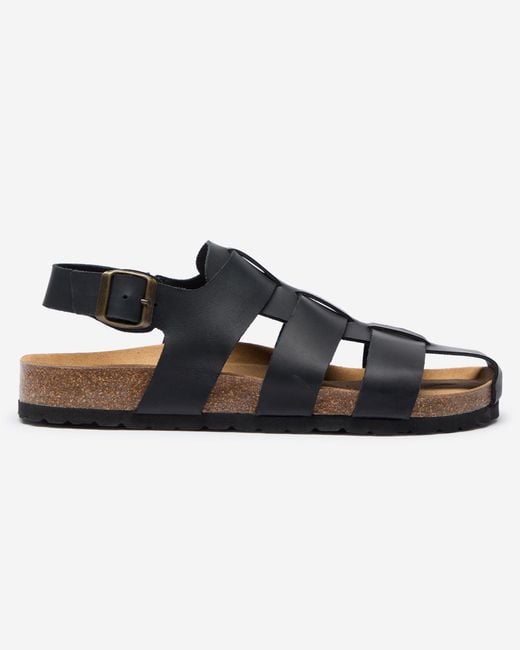 Oliver Sweeney Black Astorga Calf Leather Fisherman Sandals for men