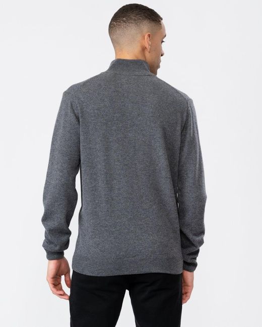 Gant Gray Superfine Lambswool Half Zip Cardigan for men