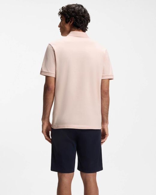 Boss White Passenger Stretch-Cotton Slim-Fit Polo Shirt With Logo Patch for men