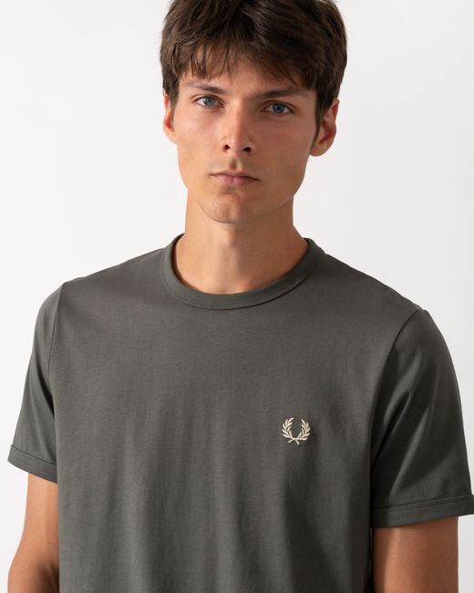 Fred Perry Gray Ringer T-Shirt for men