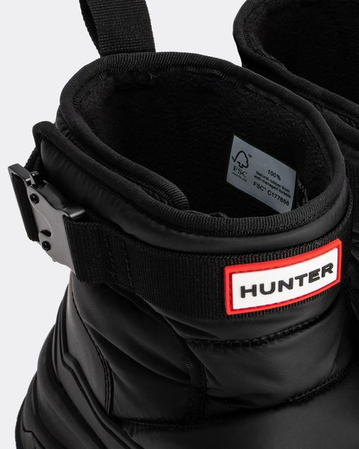 Hunter Black Intrepid Short Buckle Snow Boots