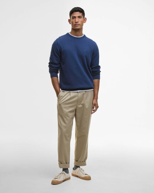 Barbour Blue Pima Cotton Crew Sweatshirt for men