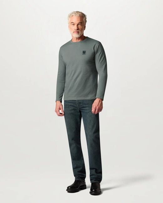 Belstaff Green Long Sleeved Logo T-Shirt for men