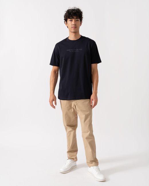 ARMANI EXCHANGE Black T-Shirt With Tonal Milano/New York Logo for men