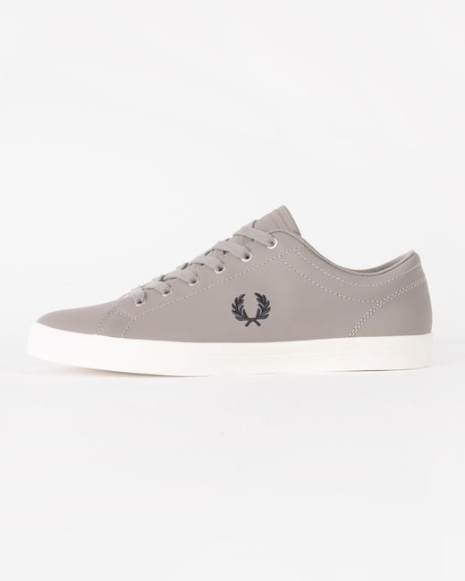 Fred Perry Gray Baseline Leather Trainers for men