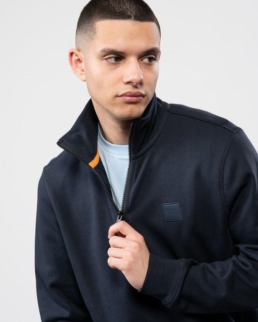 Boss Blue Zetrust 1/4 Zip Sweatshirt Size: L for men