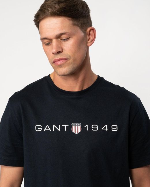Gant Black Printed Graphic Short Sleeve for men