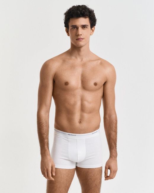 Gant White 3-Pack Core Trunks With Logo Waistband for men