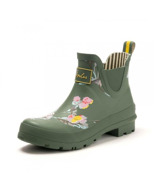 Joules Green Wellibob Womens Short Height Printed Welly S/s